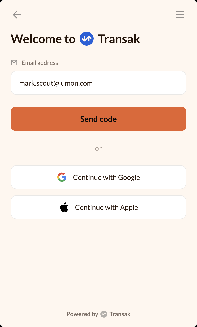 Sign in screen shown with a custom cream and terracotta theme