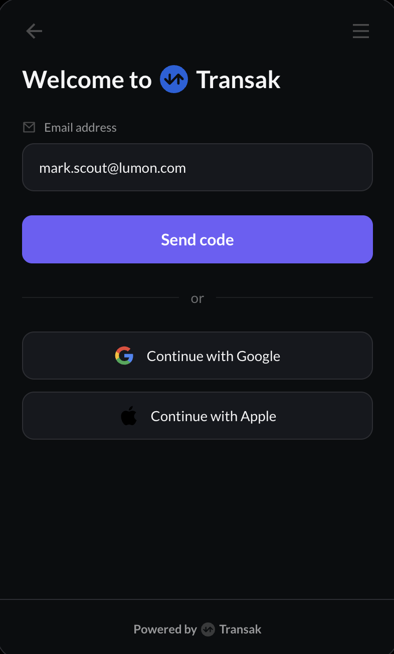 Sign in screen shown with a custom purple dark theme